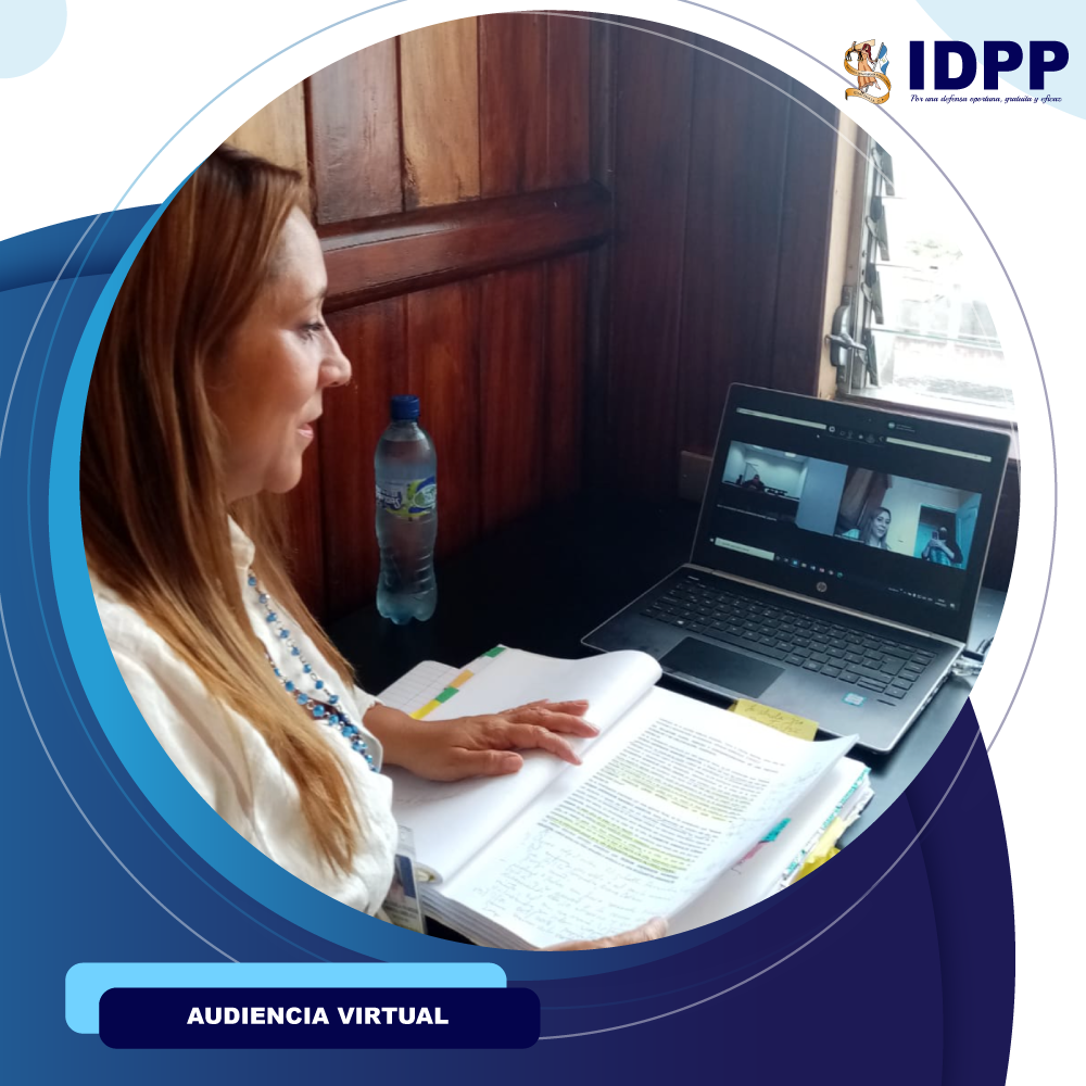 Defensora pública de la Coordinación Departamental del IDPP en desarrollo de audiencia virtual.