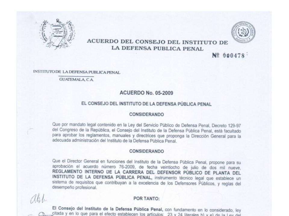 Acuerdo de Creación del Sistema de Carrera del IDPP