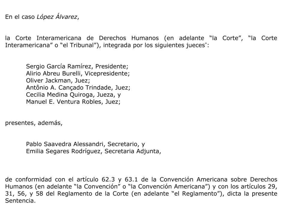 Sentencia Caso Alvarez vrs Honduras. Detención y prisión arbitraria